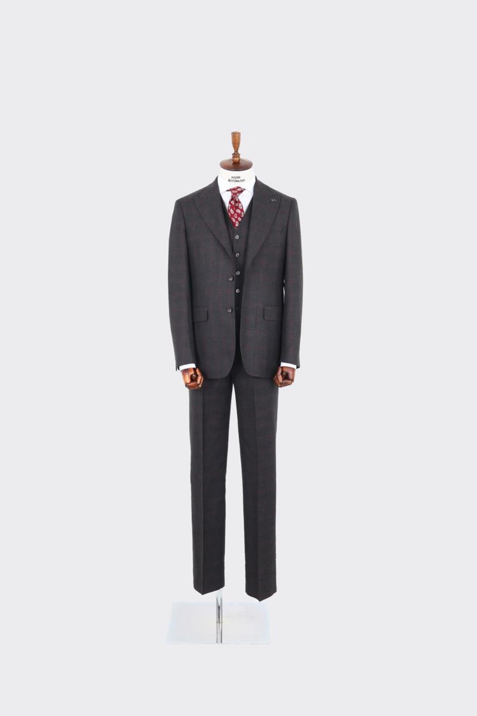 Günlük ve Ofis Kullanımı İçin Yelekli Erkek Takım Elbise - Modern Kesim-KAW1008S