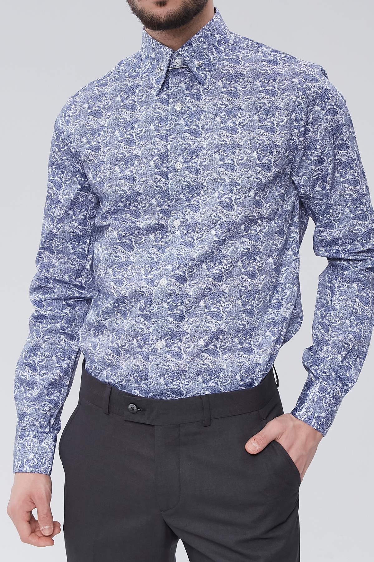 Modern Tasarım Slim Fit İğneli Yaka Erkek Gömlek-KAW4402S