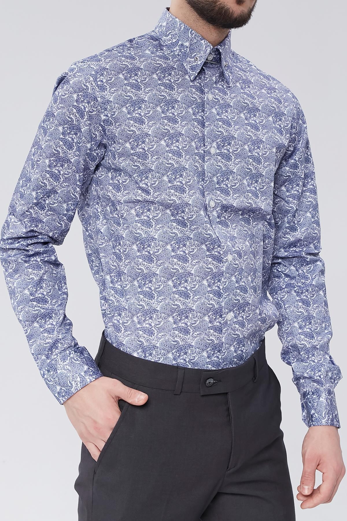 Modern Tasarım Slim Fit İğneli Yaka Erkek Gömlek-KAW4402S