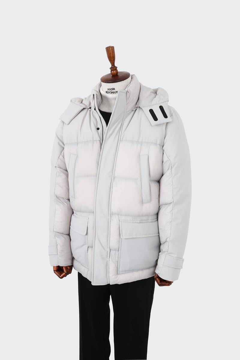 Kapüşonlu Modern Tasarım Erkek Kaban-KAW9154W