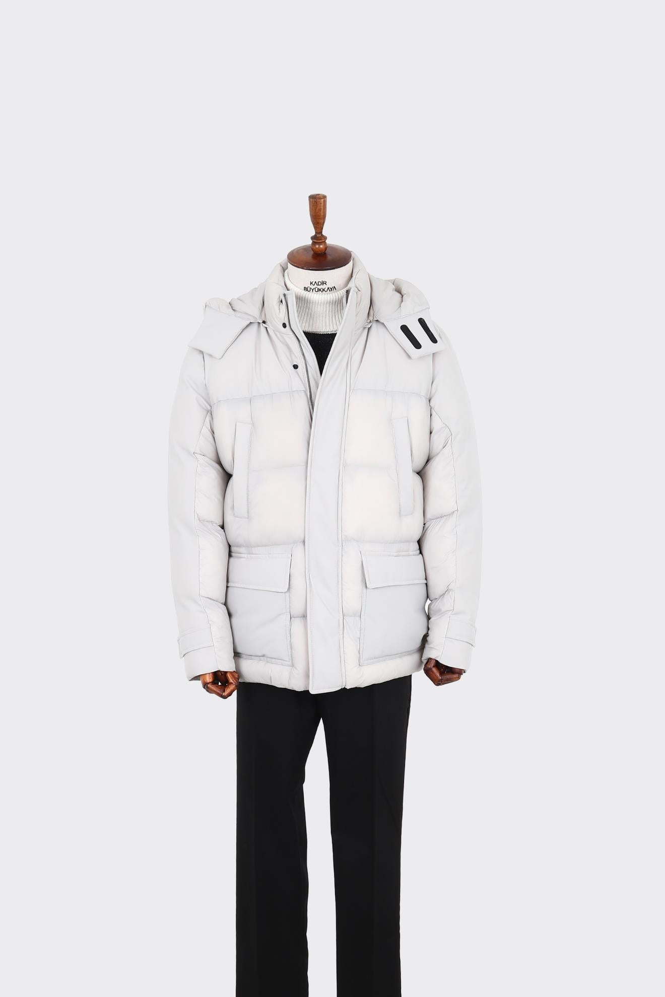 Kapüşonlu Modern Tasarım Erkek Kaban-KAW9154W