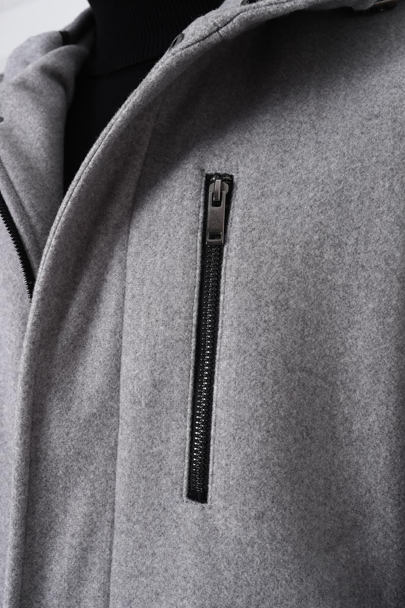 Şık ve Sade Kapüşonlu Erkek Kaban-KAW9158W