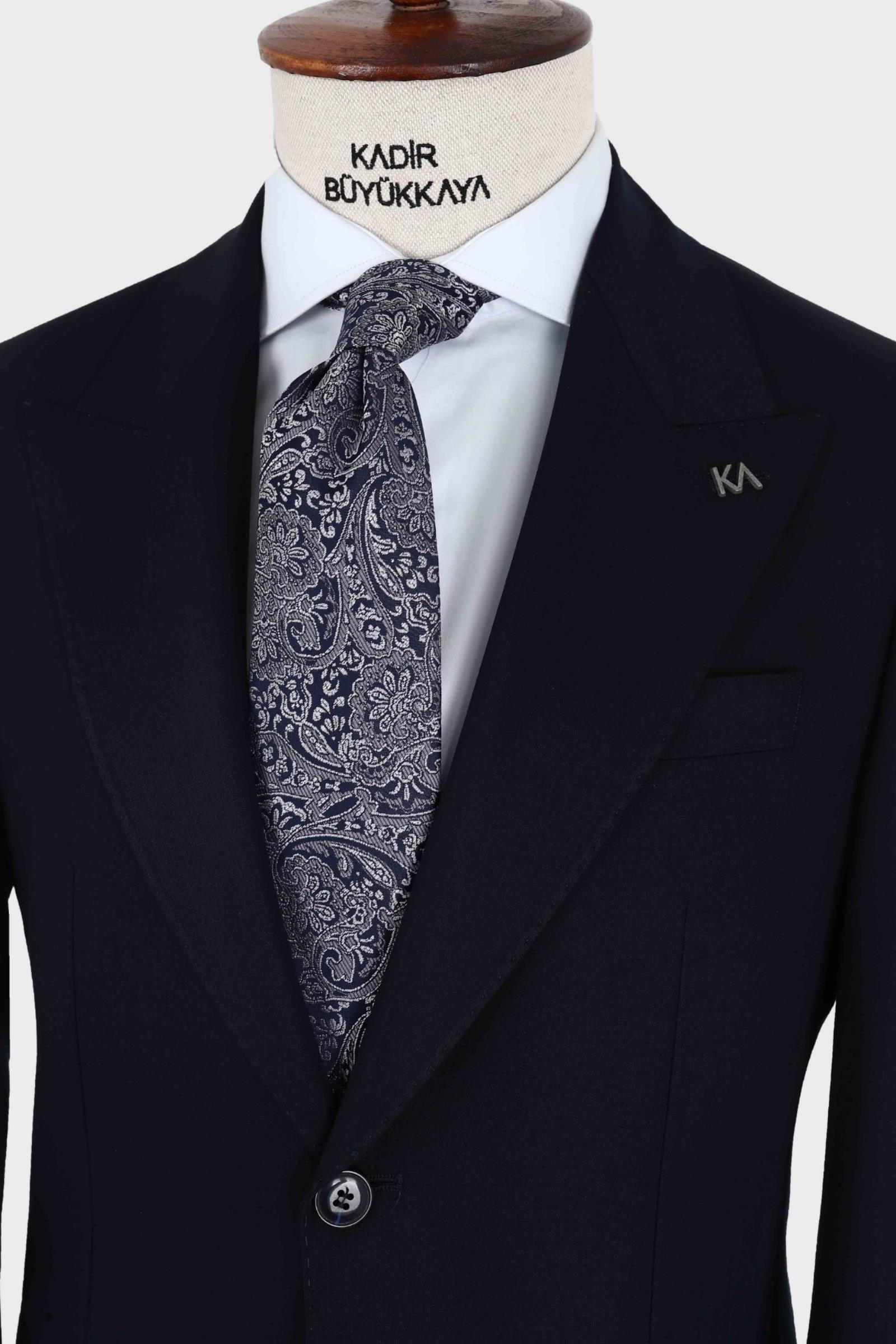 Kırlangıç Yaka İki Düğmeli Erkek Takım Elbise-KAX1340S