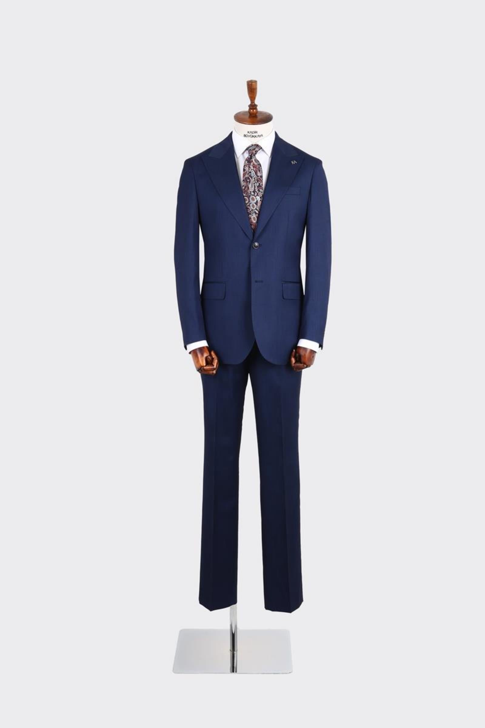 Kırlangıç Yaka İki Düğmeli Erkek Takım Elbise-KAX1363S