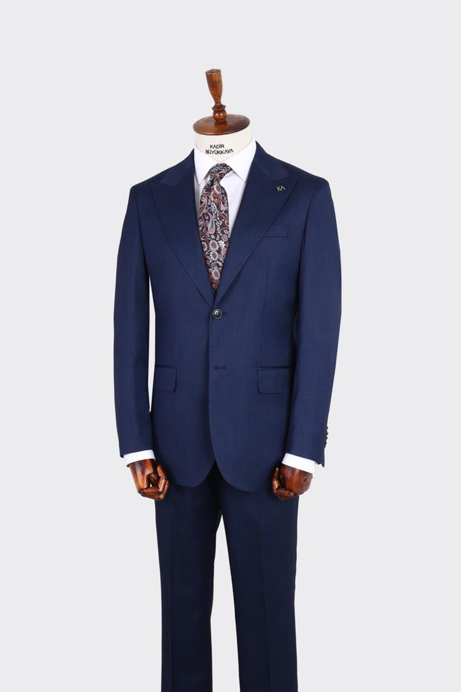 Kırlangıç Yaka İki Düğmeli Erkek Takım Elbise-KAX1363S