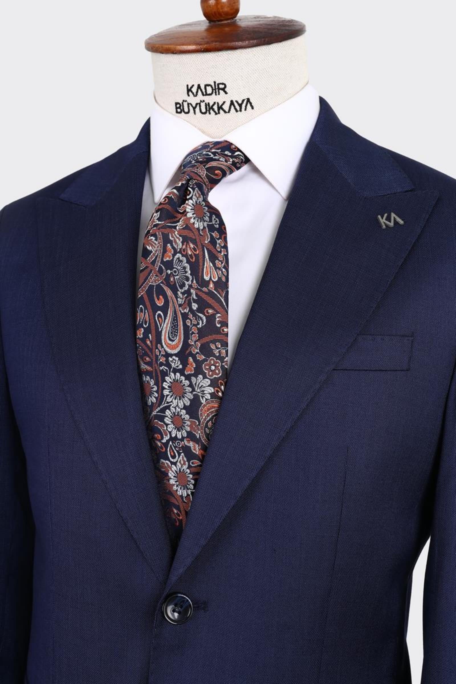 Kırlangıç Yaka İki Düğmeli Erkek Takım Elbise-KAX1363S