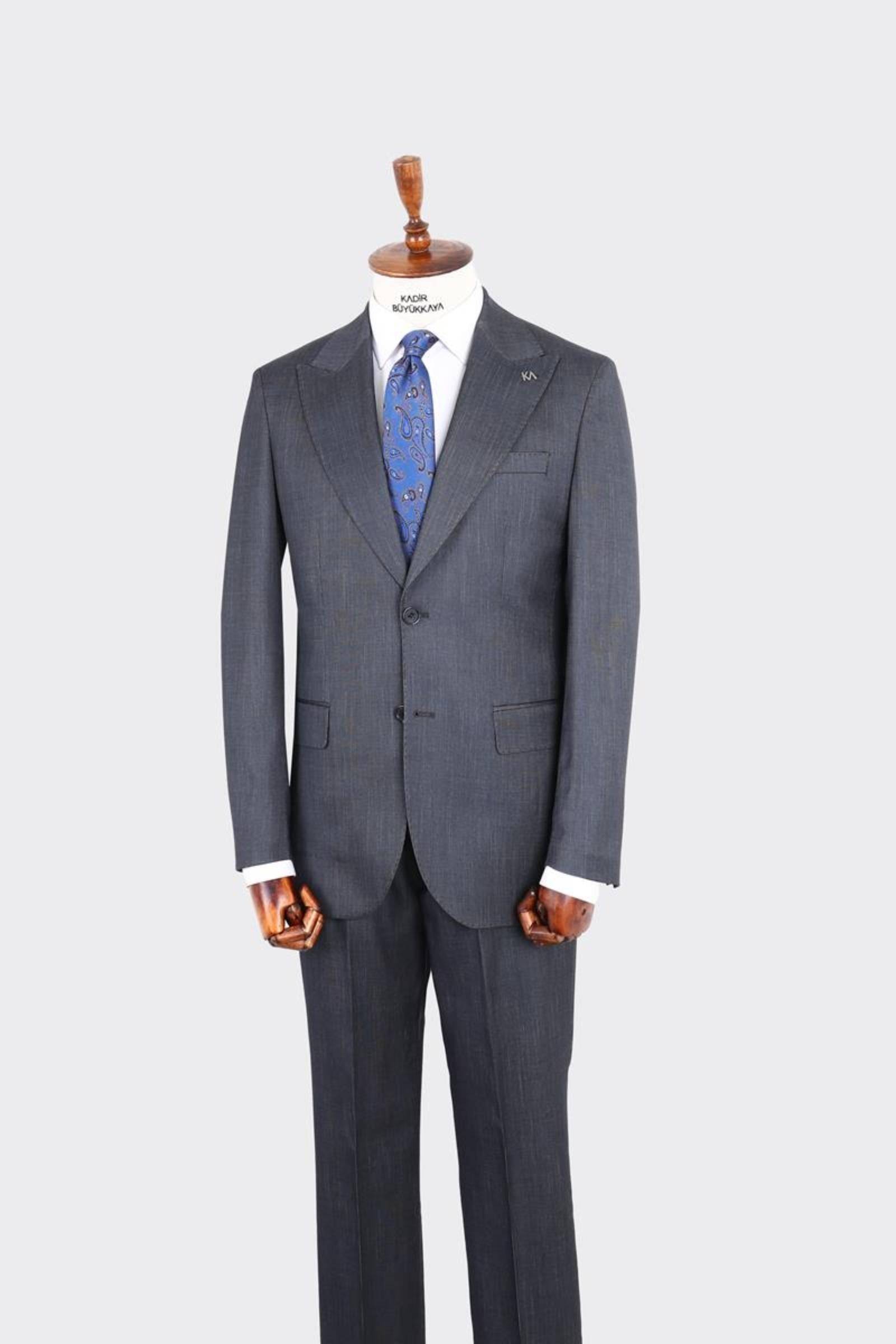Kırlangıç Yaka İki Düğmeli Erkek Takım Elbise-KAX1363S