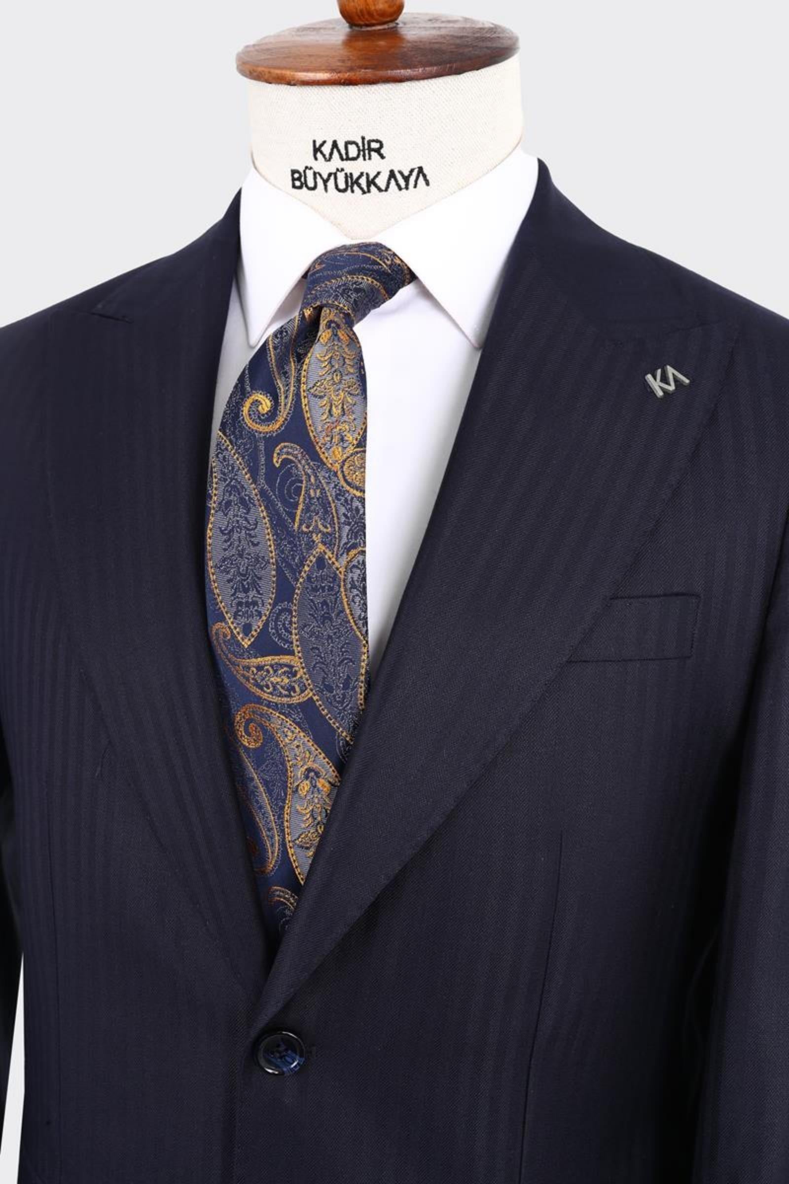 Kırlangıç Yaka İki Düğmeli Erkek Takım Elbise-KAX1377S