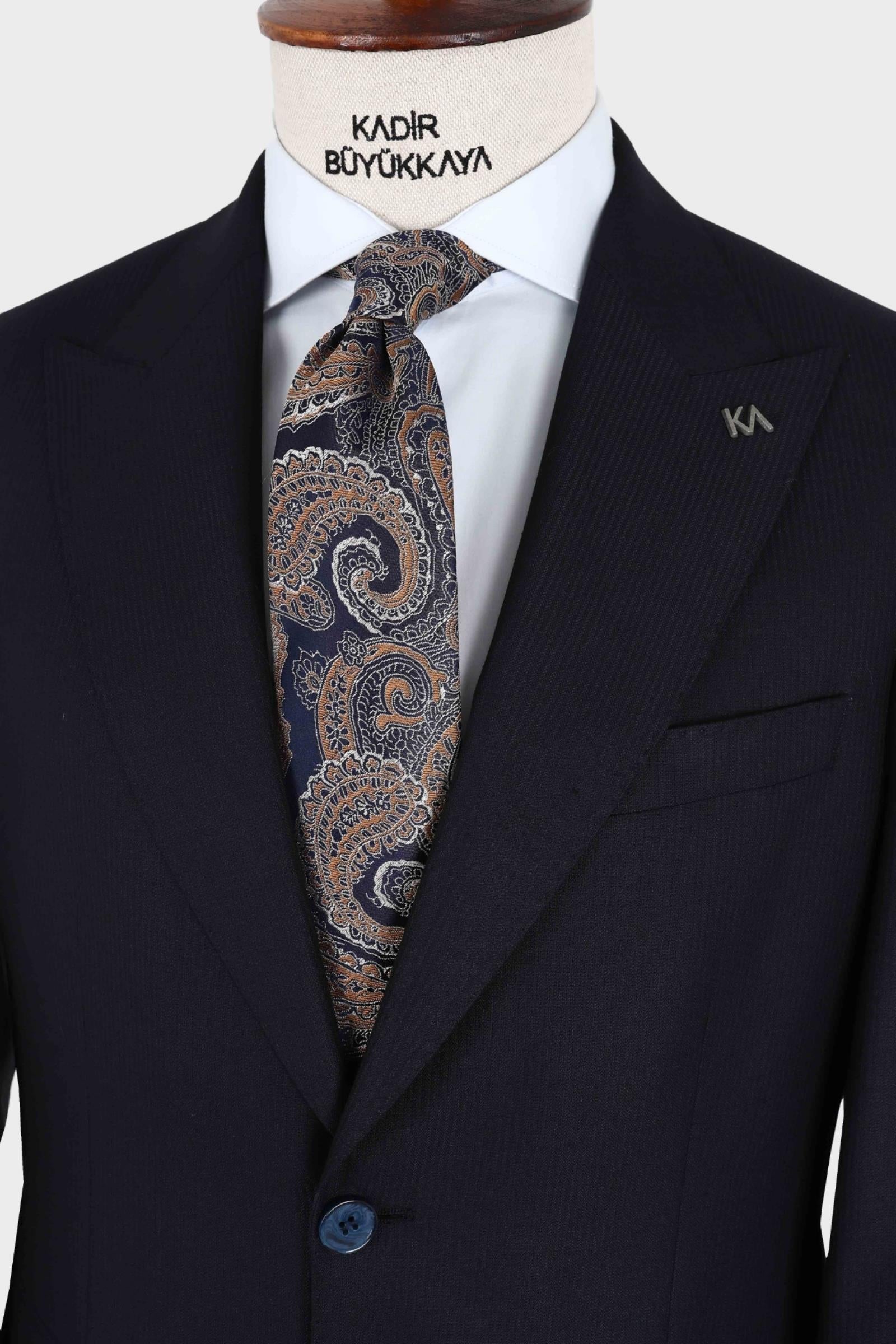 Kırlangıç Yaka İki Düğmeli Erkek Takım Elbise-KAX1350S