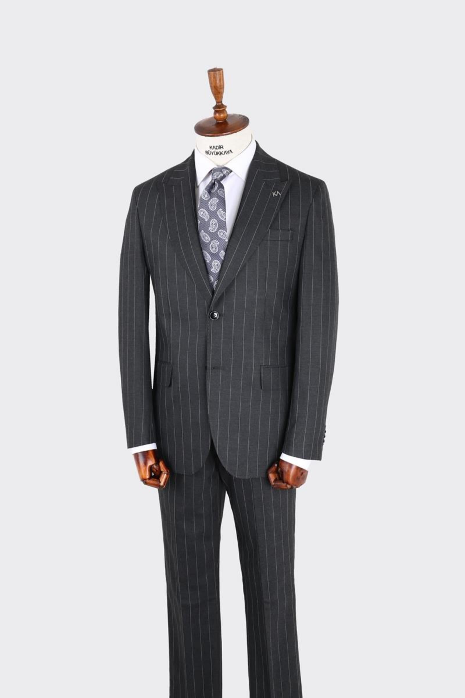 Erkek Kırlangıç Yaka İki Düğmeli  Takım Elbise-KAX1338W