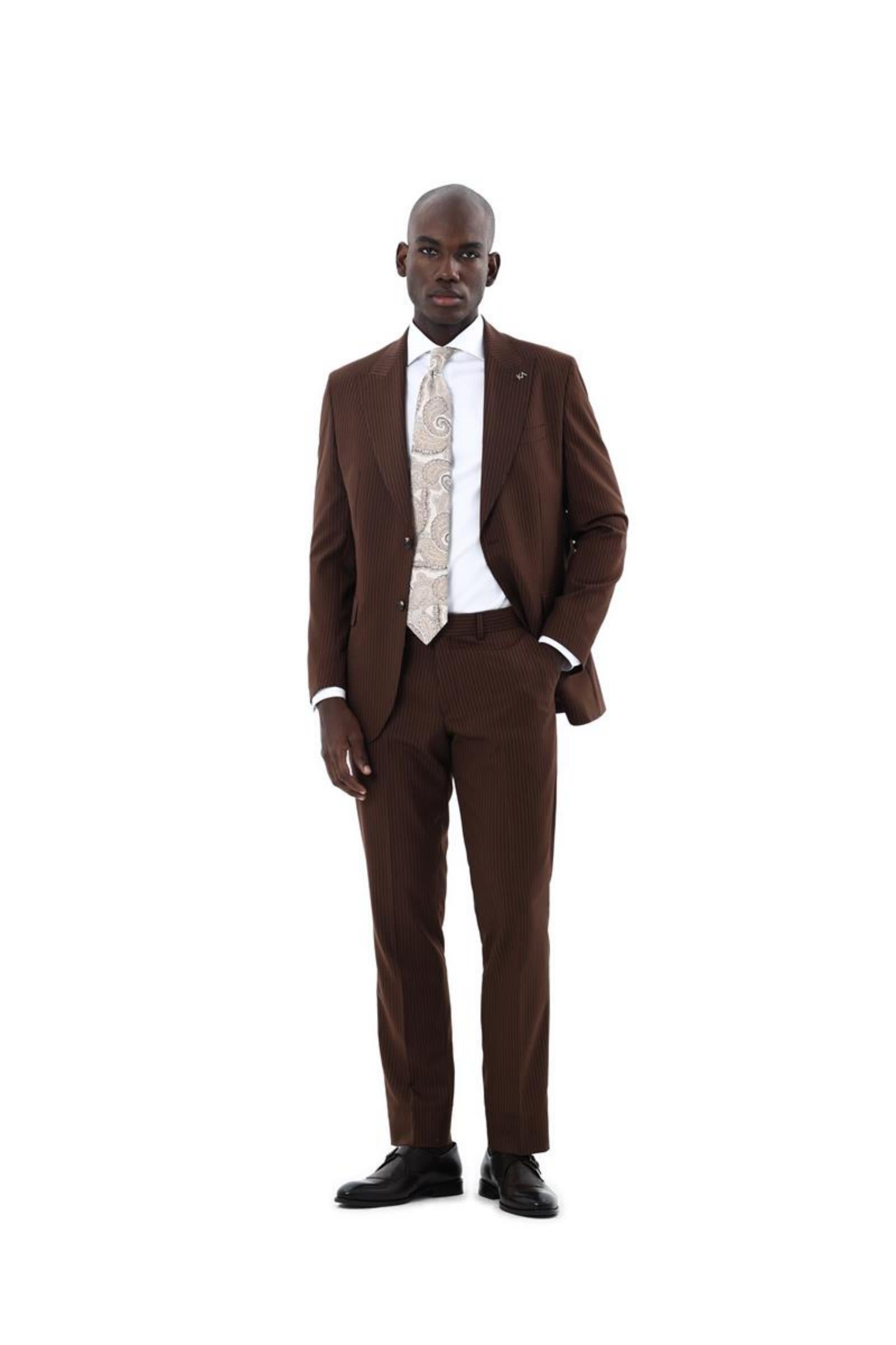 Erkek Kırlangıç Yaka İki Düğmeli  Takım Elbise-KAX1329W