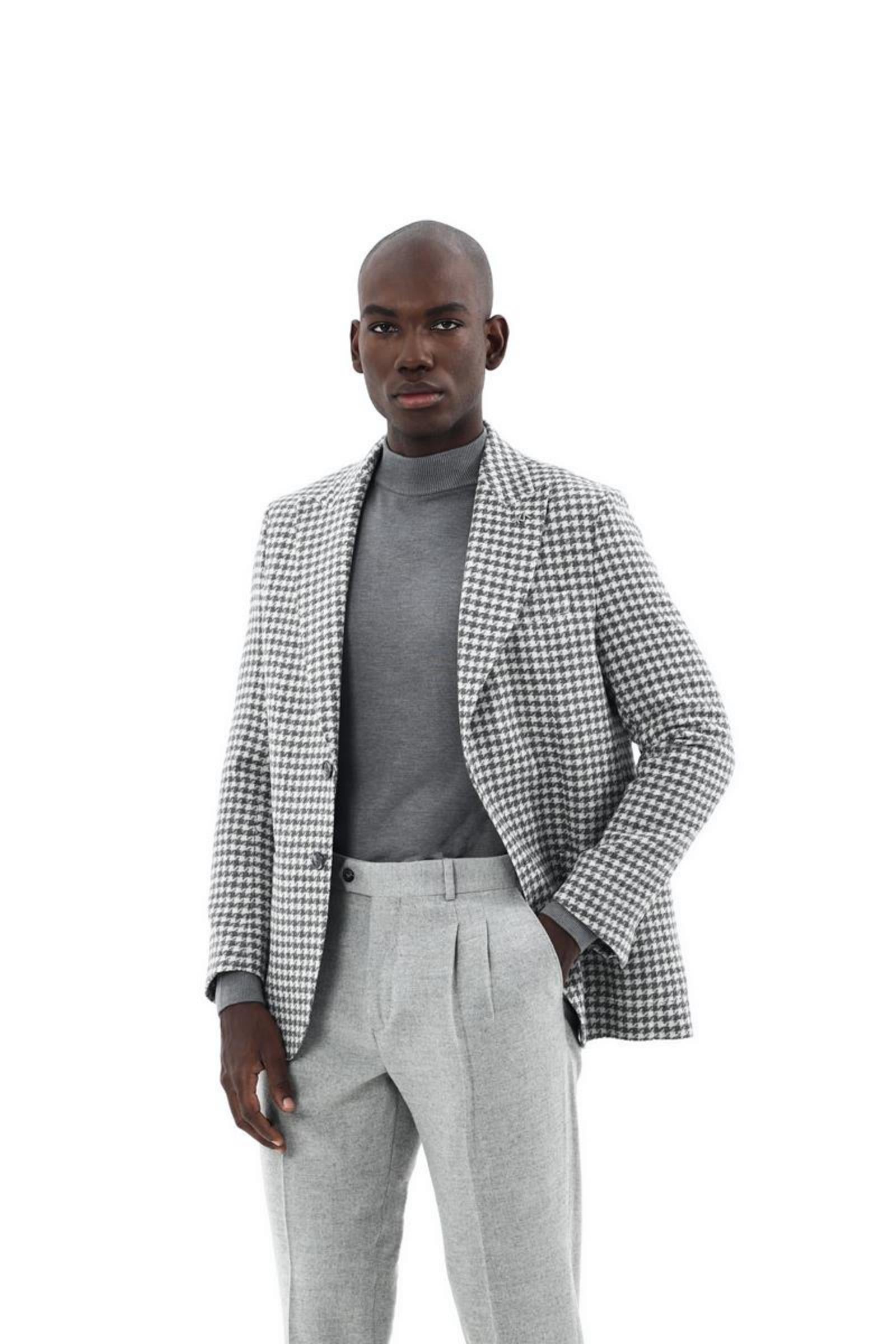 Kırlangıç Yaka Kruvaze Erkek Ceket-KAX5157W