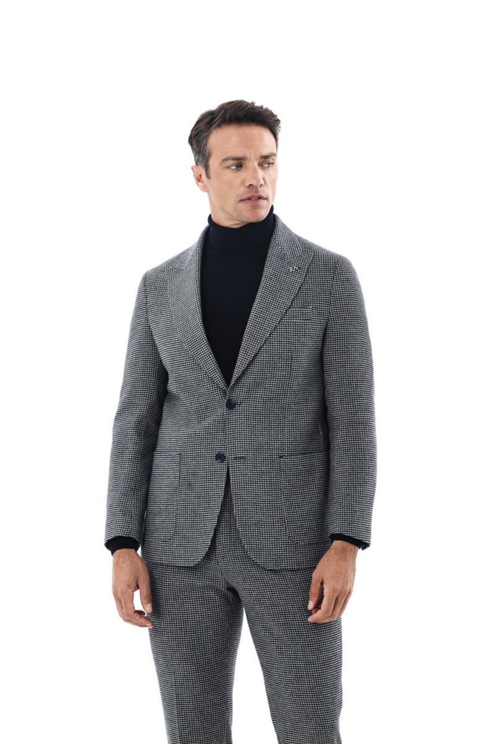 Erkek Kırlangıç Yaka Kruvaze  Ceket-KAX5956W