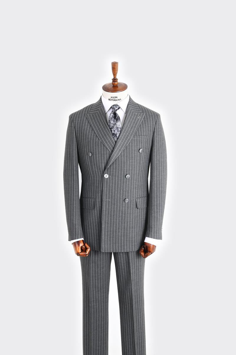 Kırlangıç Yaka Kruvaze Erkek Takım Elbise-KAX1204S