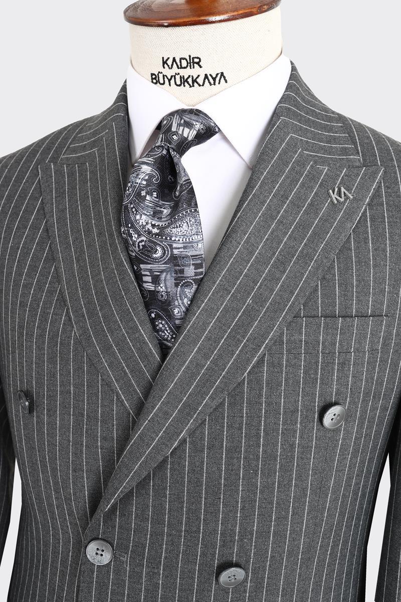 Kırlangıç Yaka Kruvaze Erkek Takım Elbise-KAX1204S