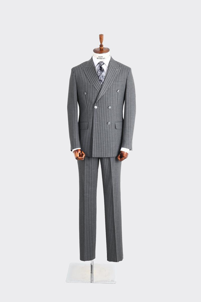 Kırlangıç Yaka Kruvaze Erkek Takım Elbise-KAX1204S