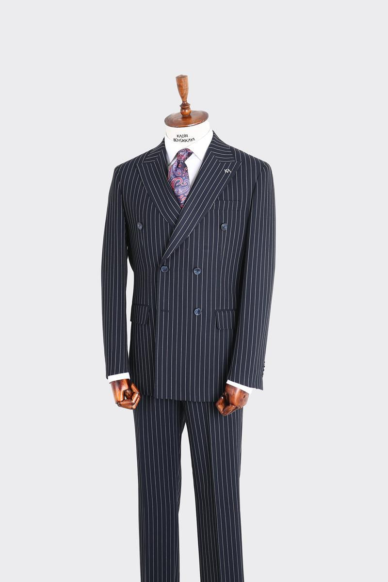 Kırlangıç Yaka Kruvaze Erkek Takım Elbise-KAX1204S