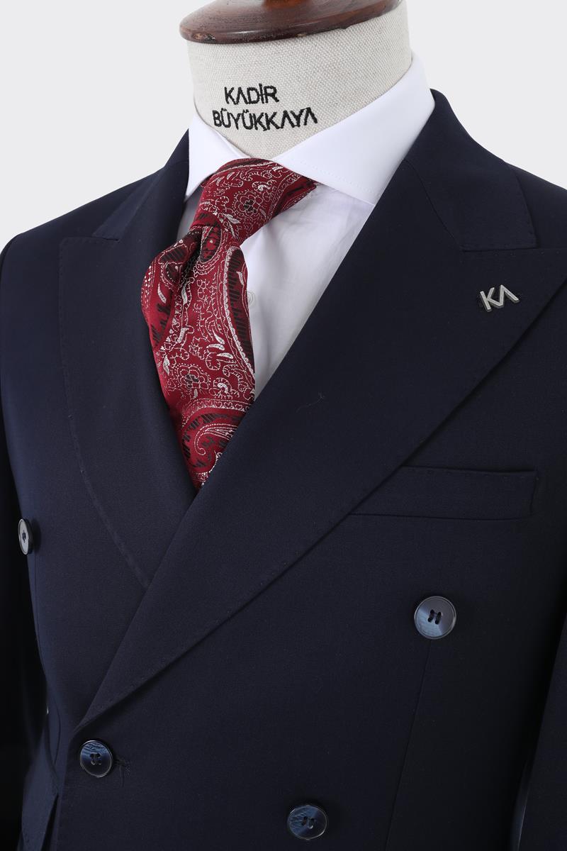 Kırlangıç Yaka Kruvaze Erkek Takım Elbise-KAW1260W