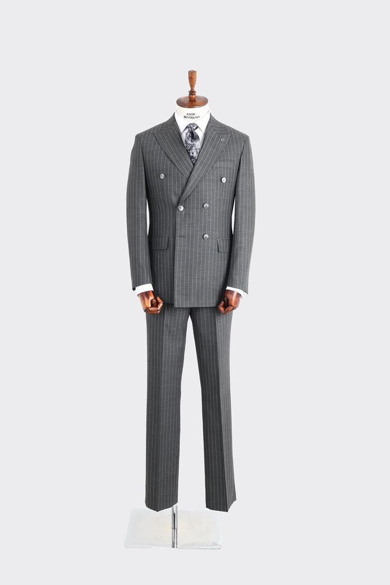 Kırlangıç Yaka Kruvaze Erkek Takım Elbise-KAX1202S