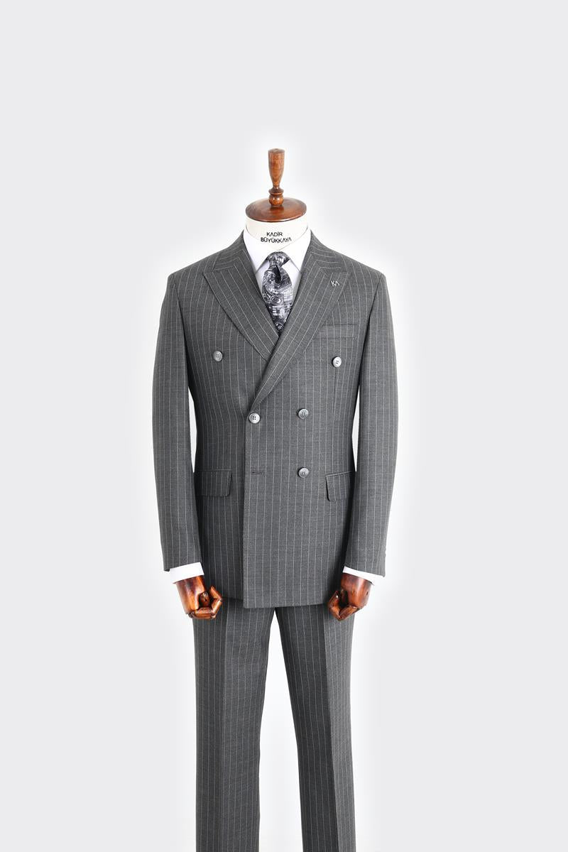 Kırlangıç Yaka Kruvaze Erkek Takım Elbise-KAX1202S