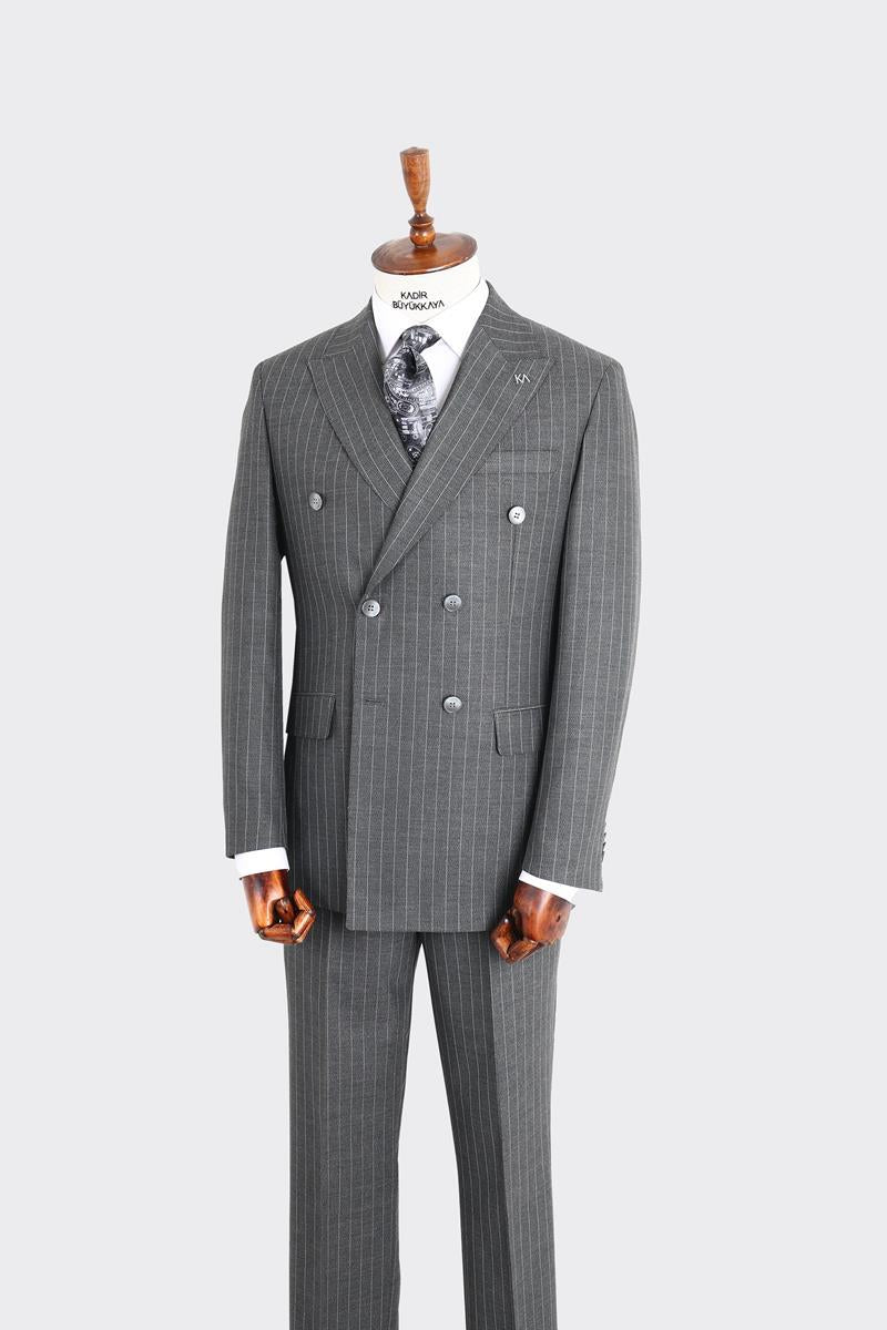 Kırlangıç Yaka Kruvaze Erkek Takım Elbise-KAX1202S