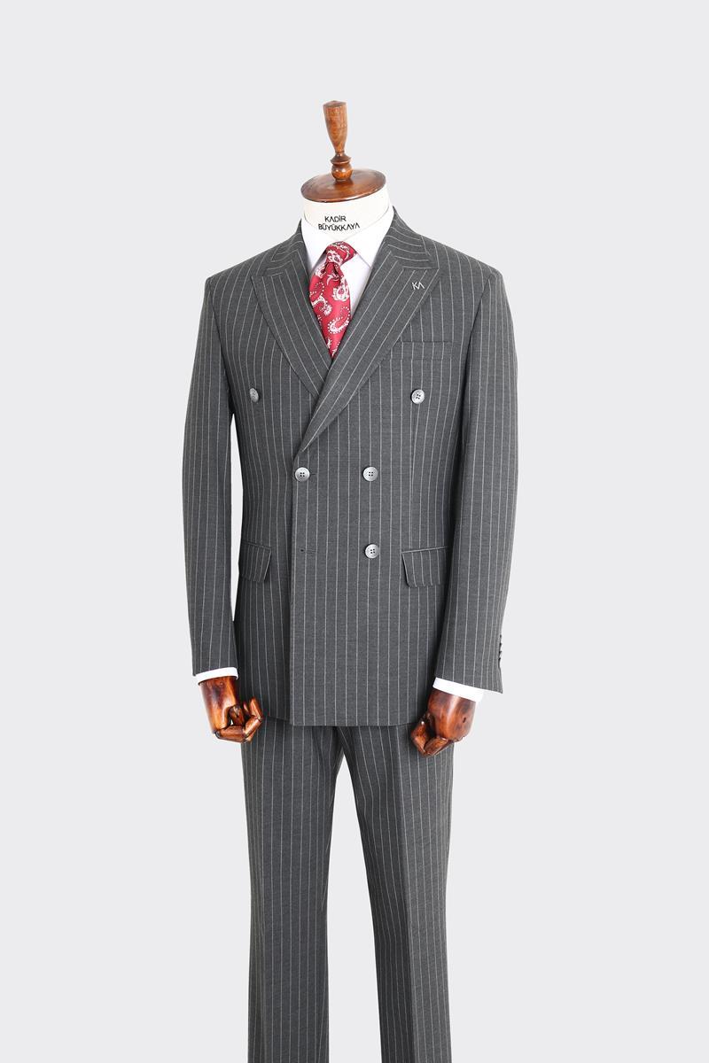 Kırlangıç Yaka Kruvaze Erkek Takım Elbise-KAX1200S