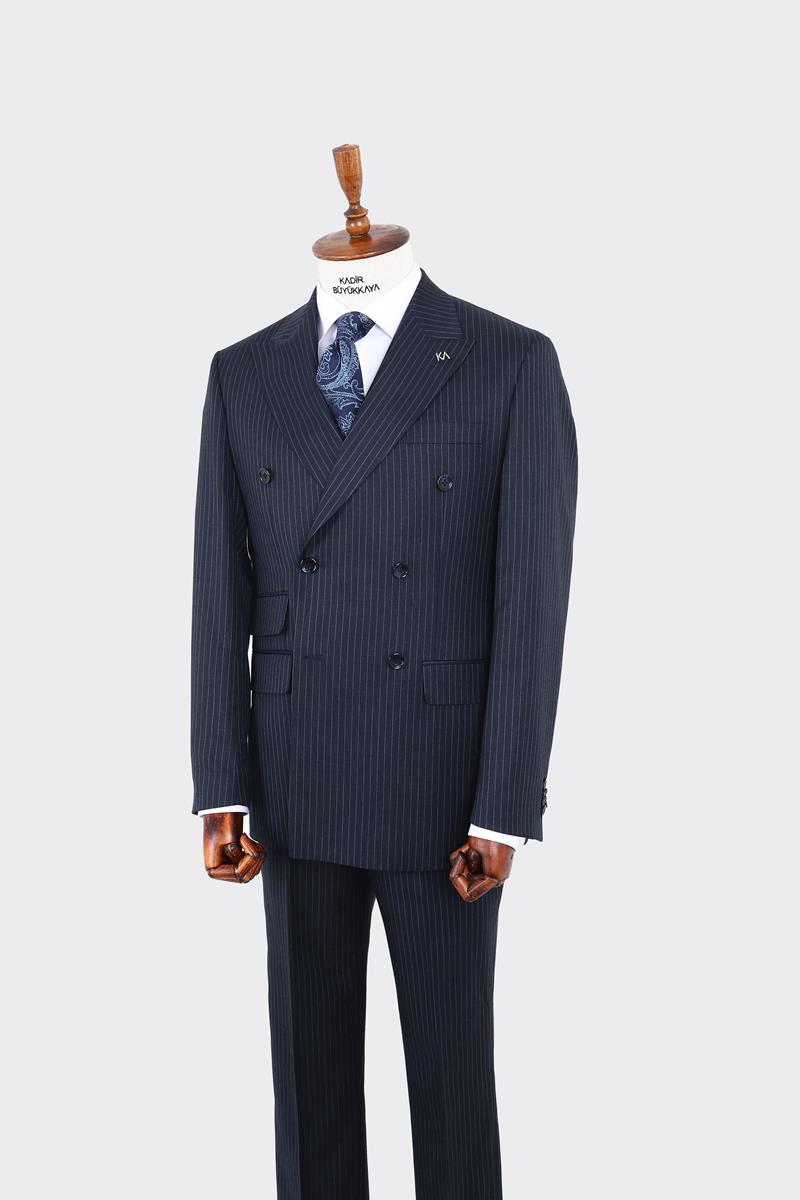 Kırlangıç Yaka Kruvaze Erkek Takım Elbise-KAW1262W