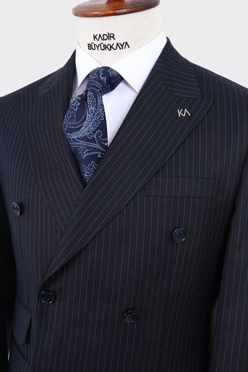 Kırlangıç Yaka Kruvaze Erkek Takım Elbise-KAW1262W
