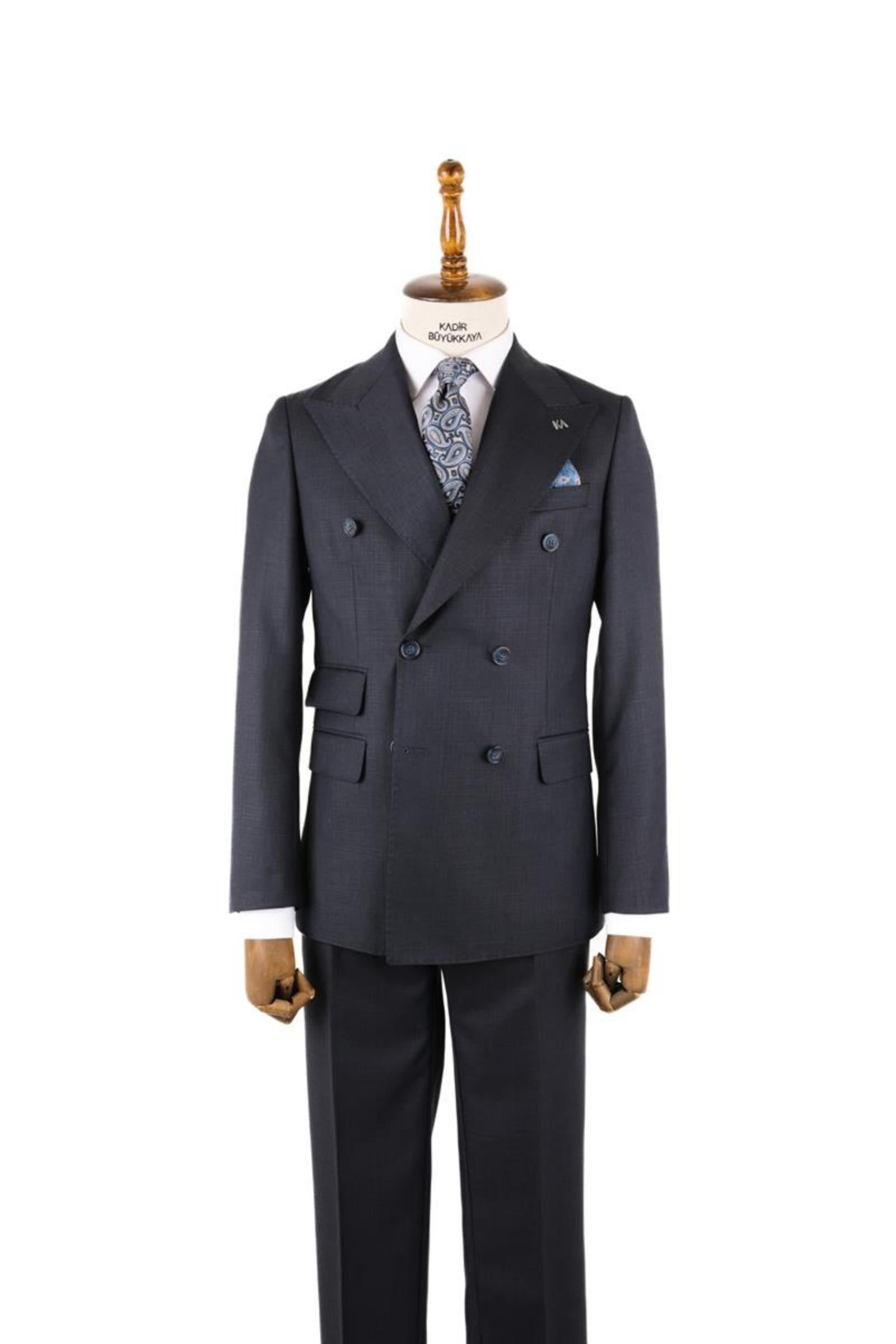 Kırlangıç Yaka Kruvaze Erkek Takım Elbise-KAV1216S