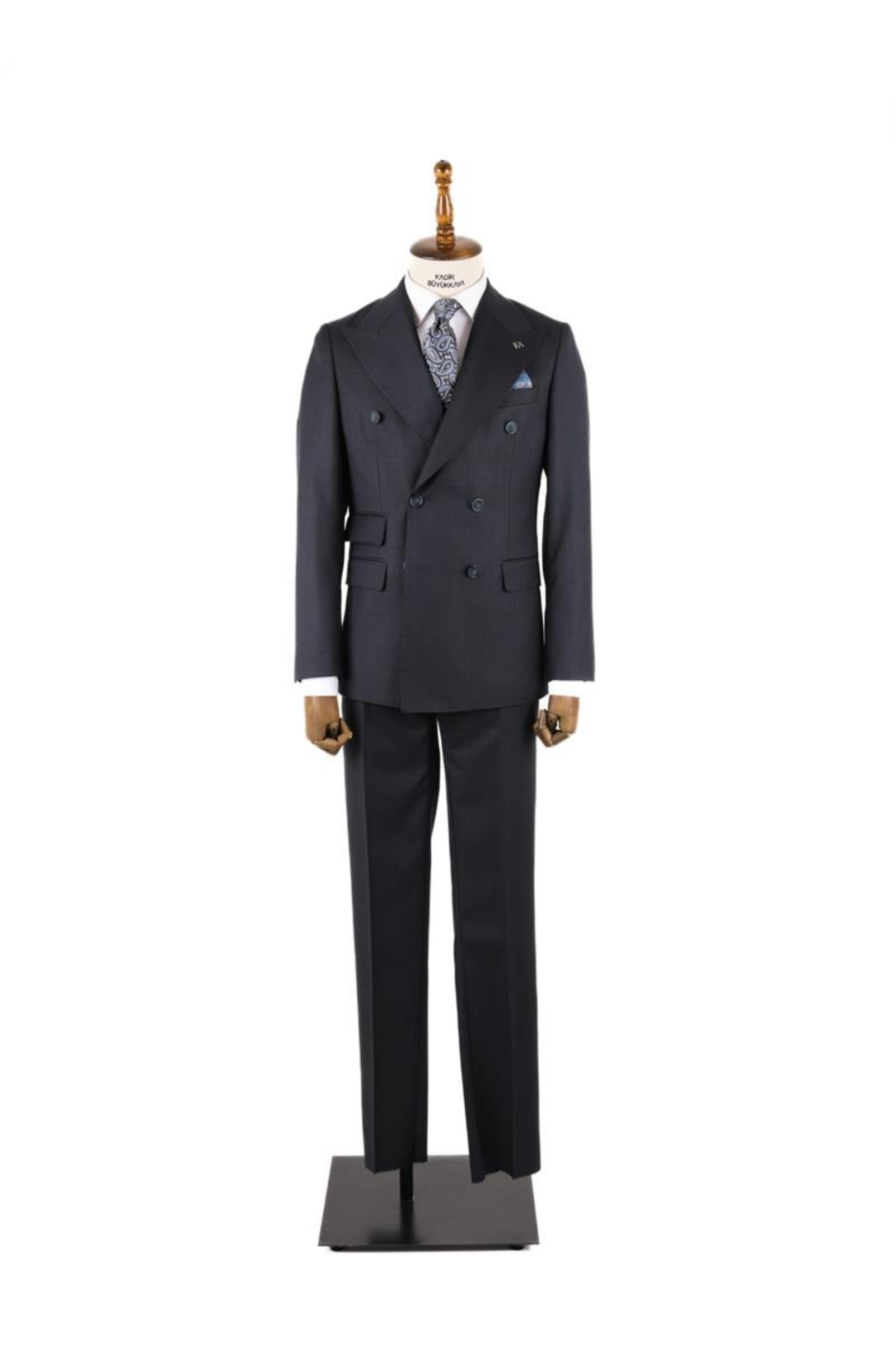 Kırlangıç Yaka Kruvaze Erkek Takım Elbise-KAV1216S