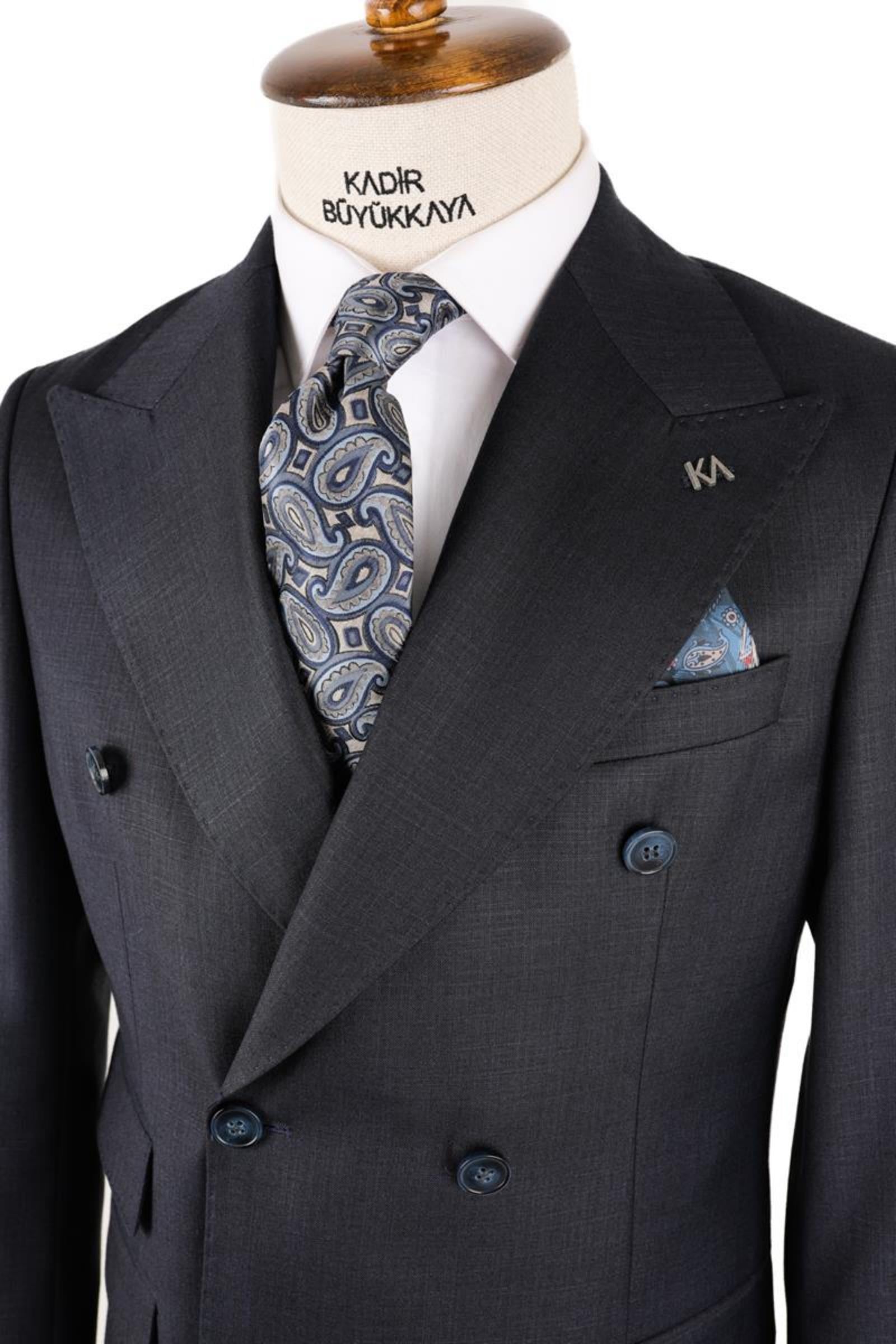 Kırlangıç Yaka Kruvaze Erkek Takım Elbise-KAV1216S
