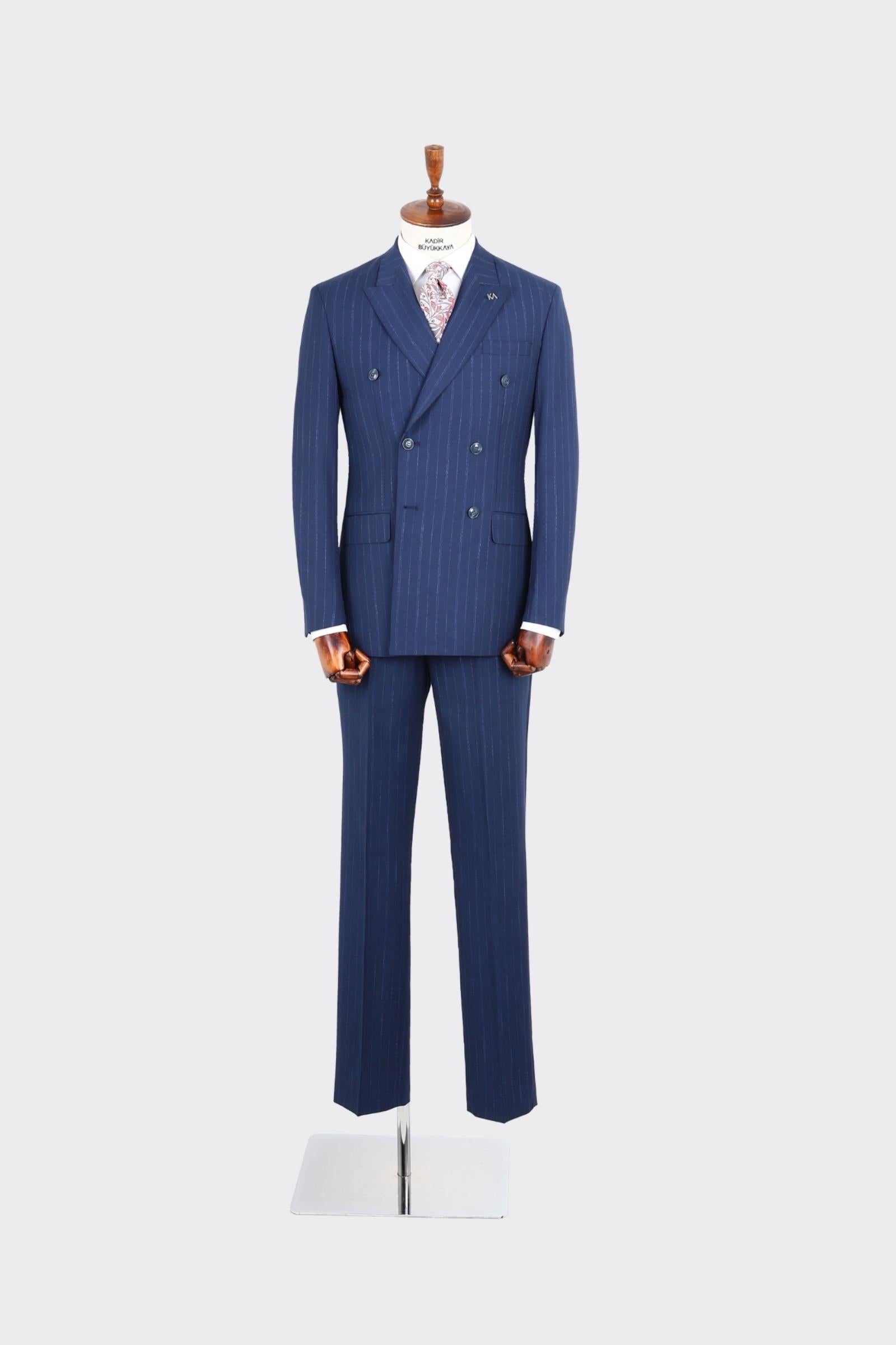 Kırlangıç Yaka Kruvaze Erkek Takım Elbise-KAX1271W