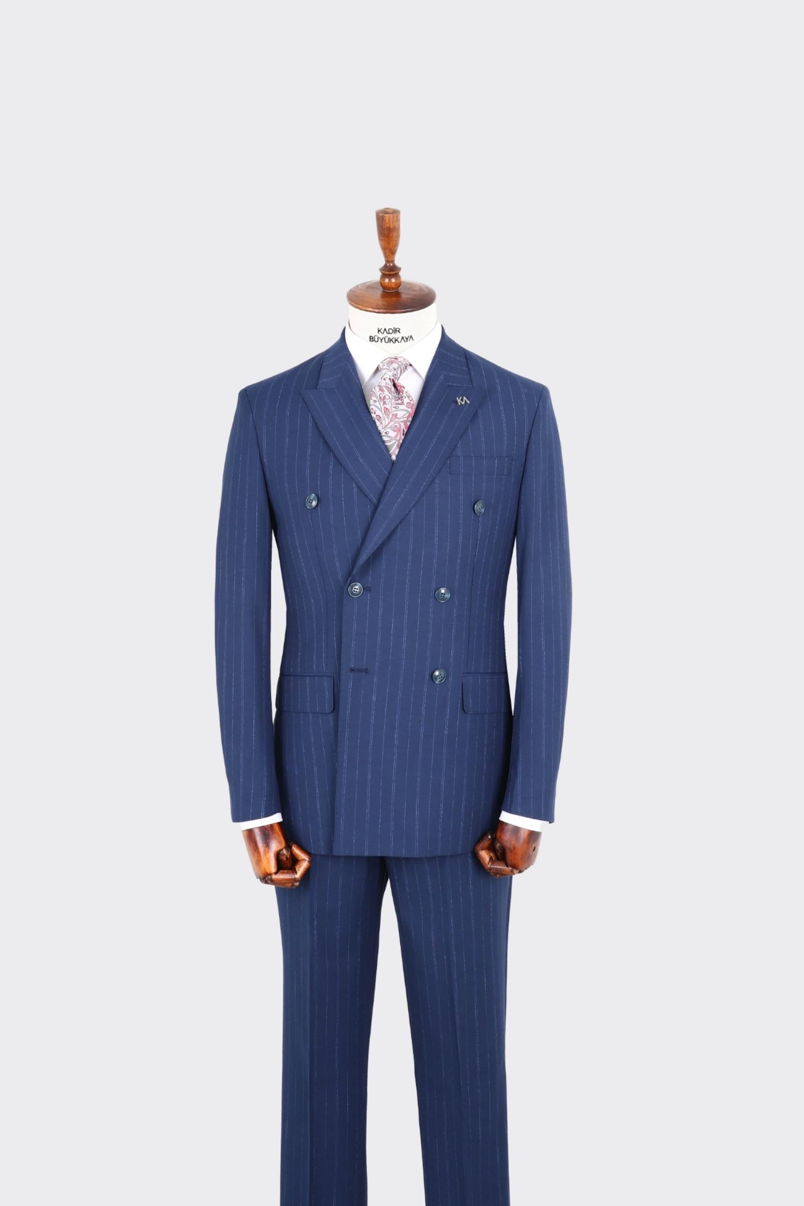 Kırlangıç Yaka Kruvaze Erkek Takım Elbise-KAX1271W