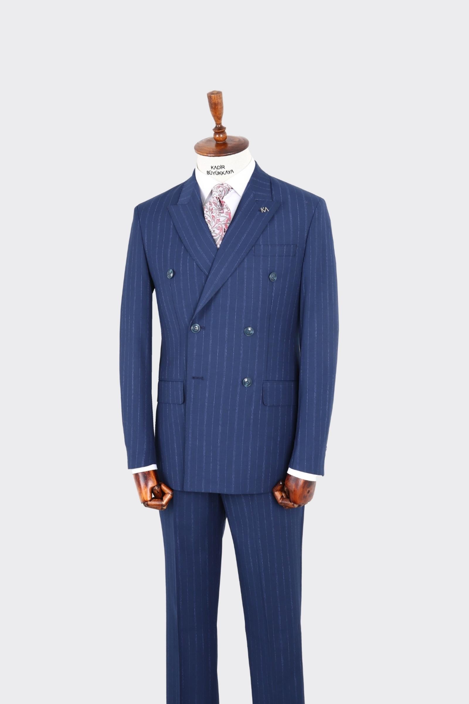 Kırlangıç Yaka Kruvaze Erkek Takım Elbise-KAX1271W