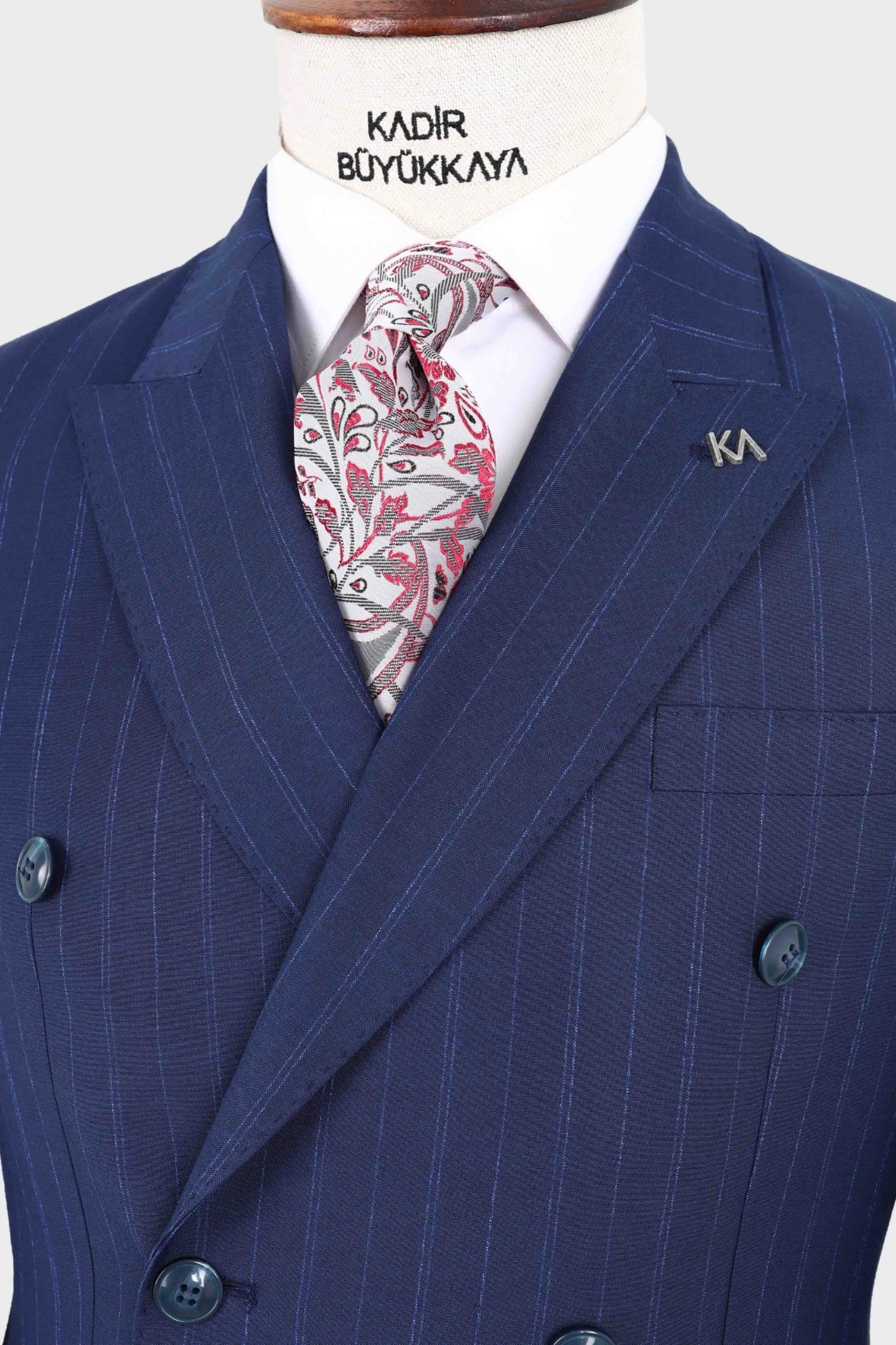 Kırlangıç Yaka Kruvaze Erkek Takım Elbise-KAX1271W