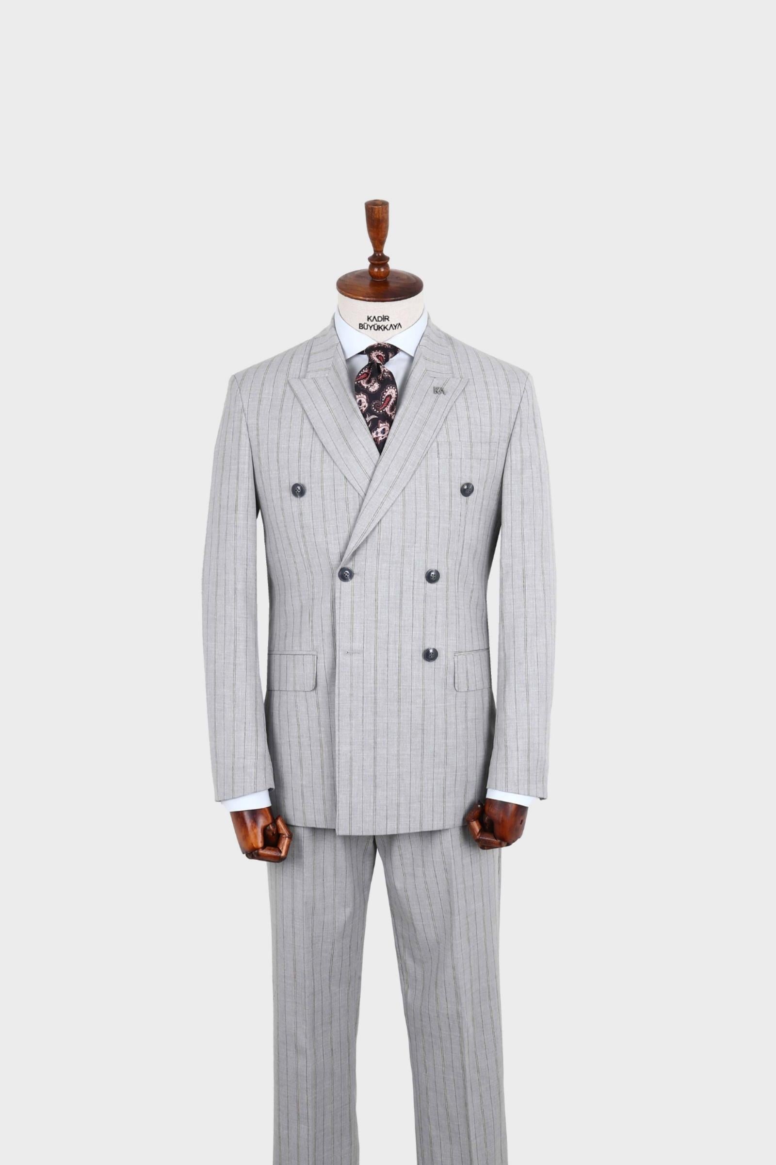 Kırlangıç Yaka Kruvaze Erkek Takım Elbise-KAX1271W