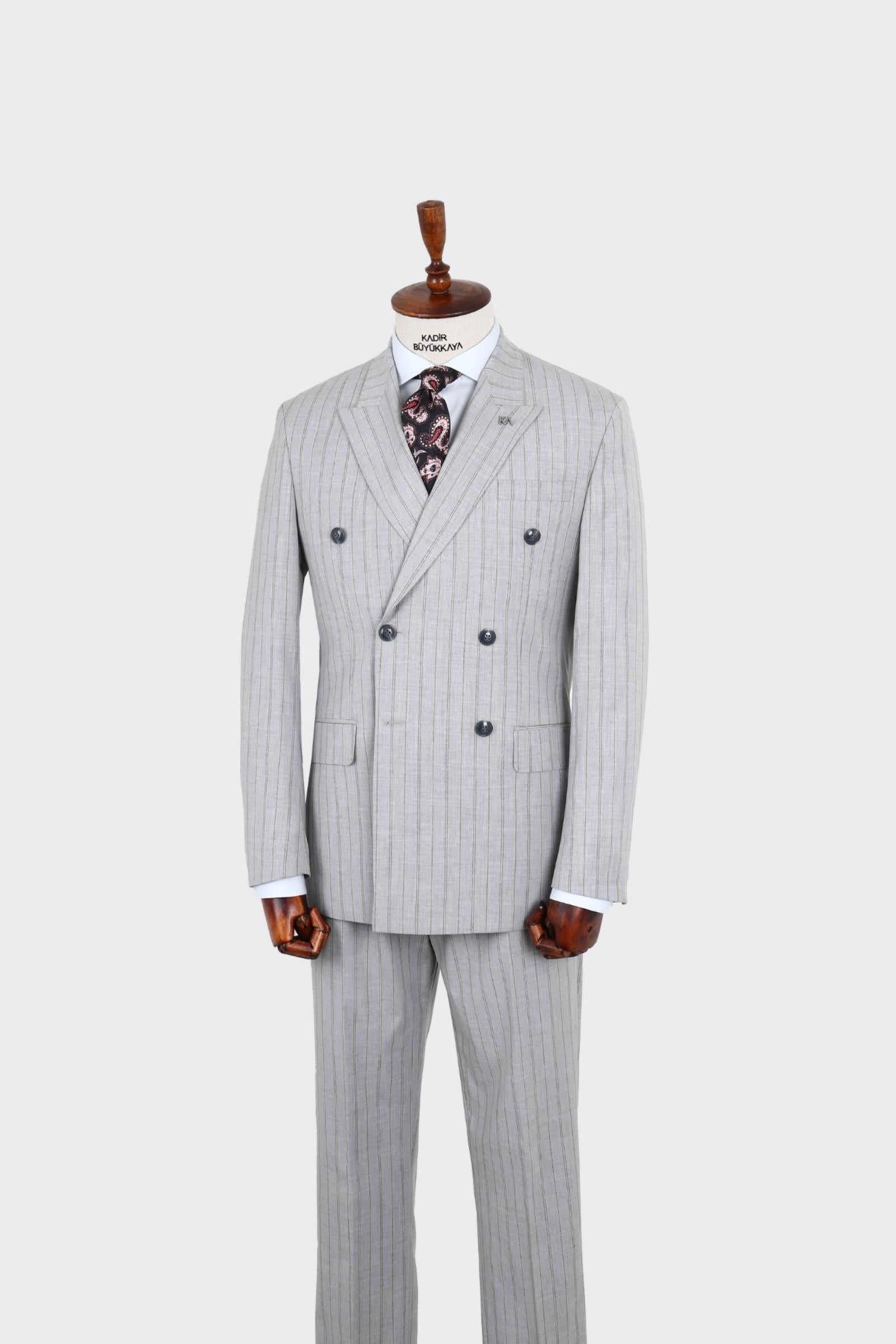Kırlangıç Yaka Kruvaze Erkek Takım Elbise-KAX1271W