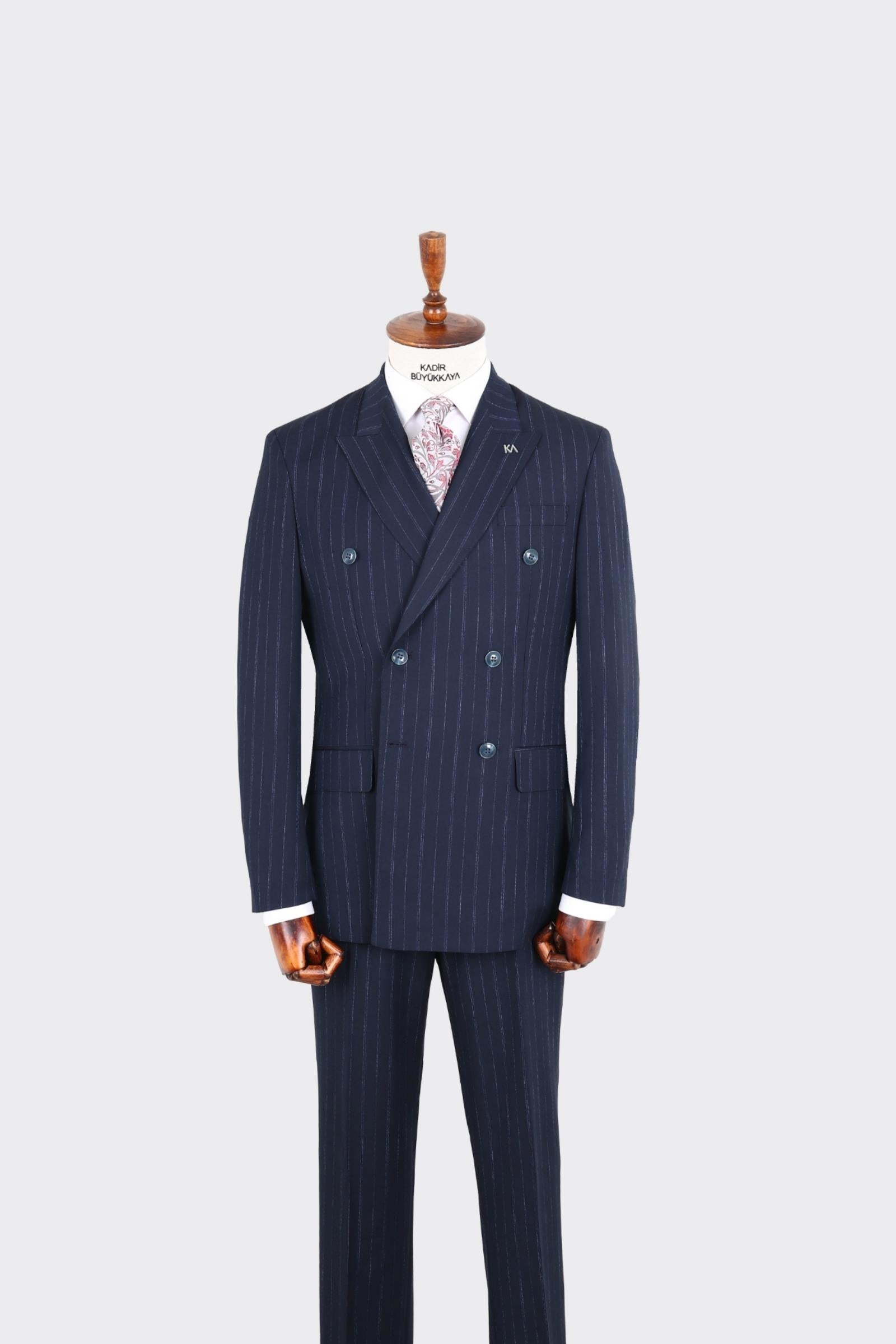 Kırlangıç Yaka Kruvaze Erkek Takım Elbise-KAX1271W