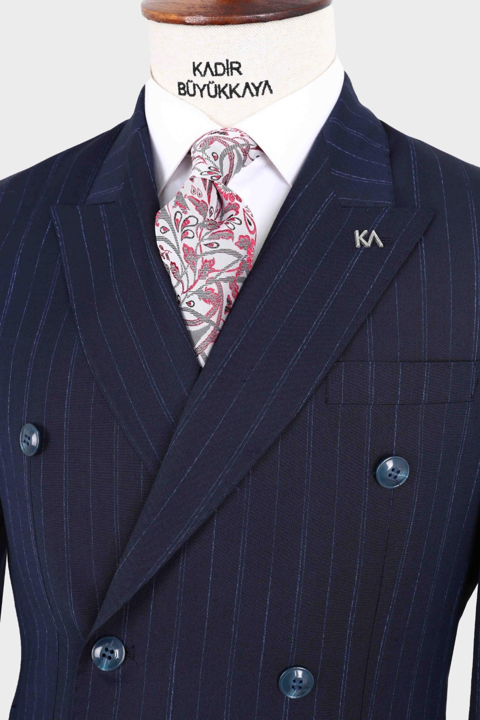 Kırlangıç Yaka Kruvaze Erkek Takım Elbise-KAX1271W