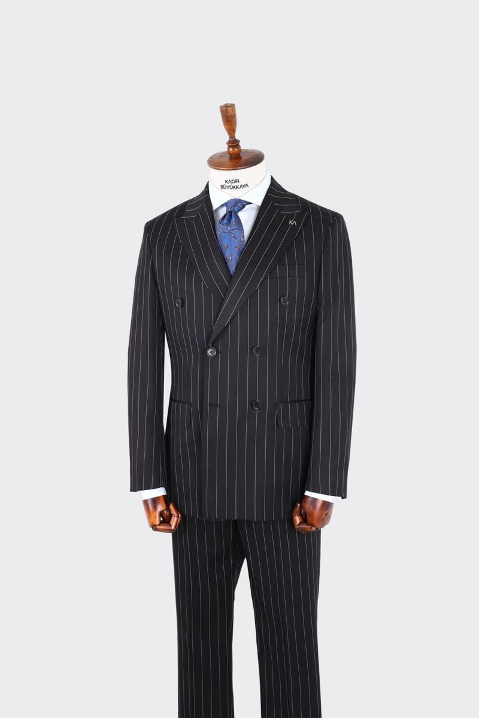 Kırlangıç Yaka Kruvaze Erkek Takım Elbise-KAX1254S