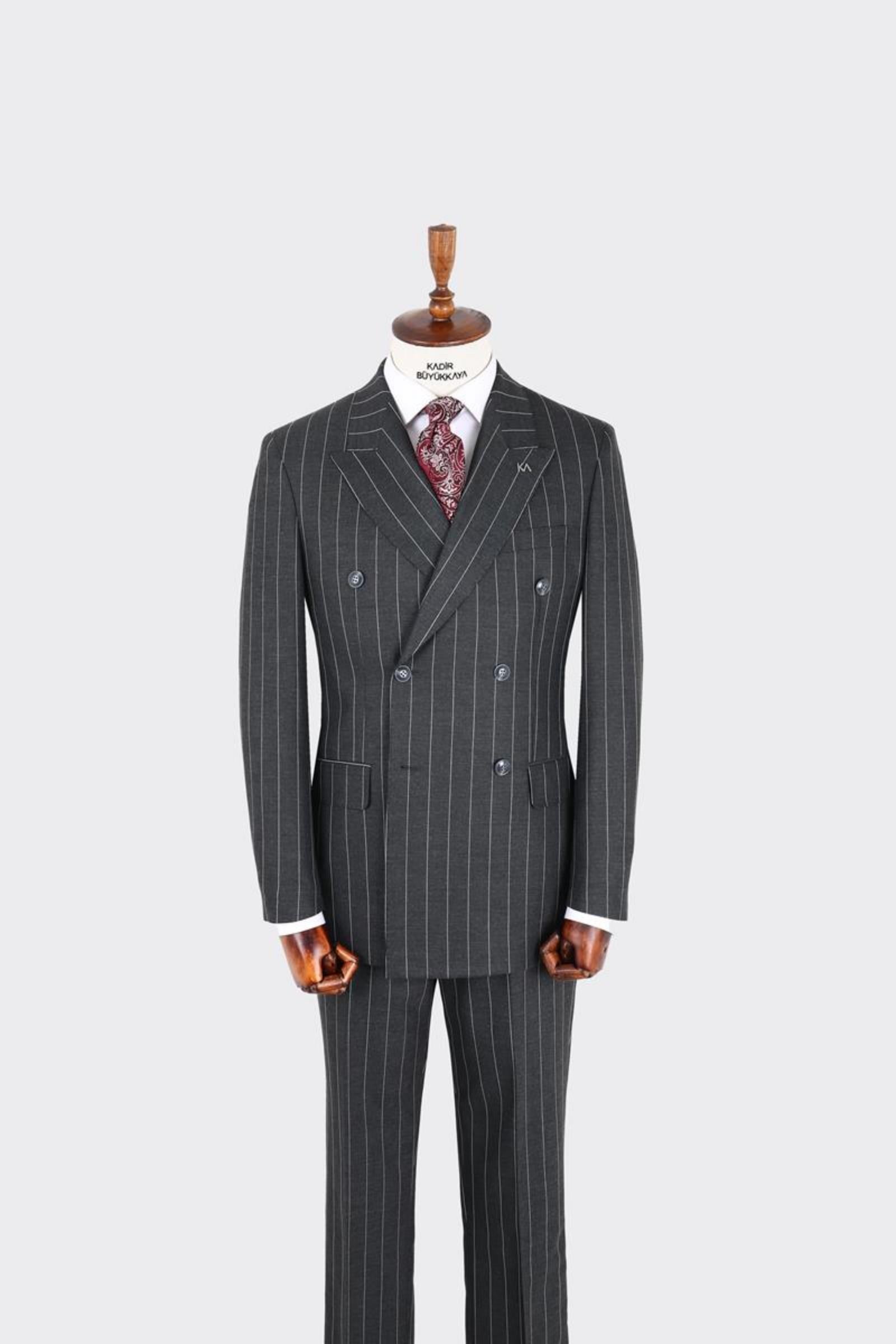 Erkek Kırlangıç Yaka Kruvaze  Takım Elbise-KAX1276W