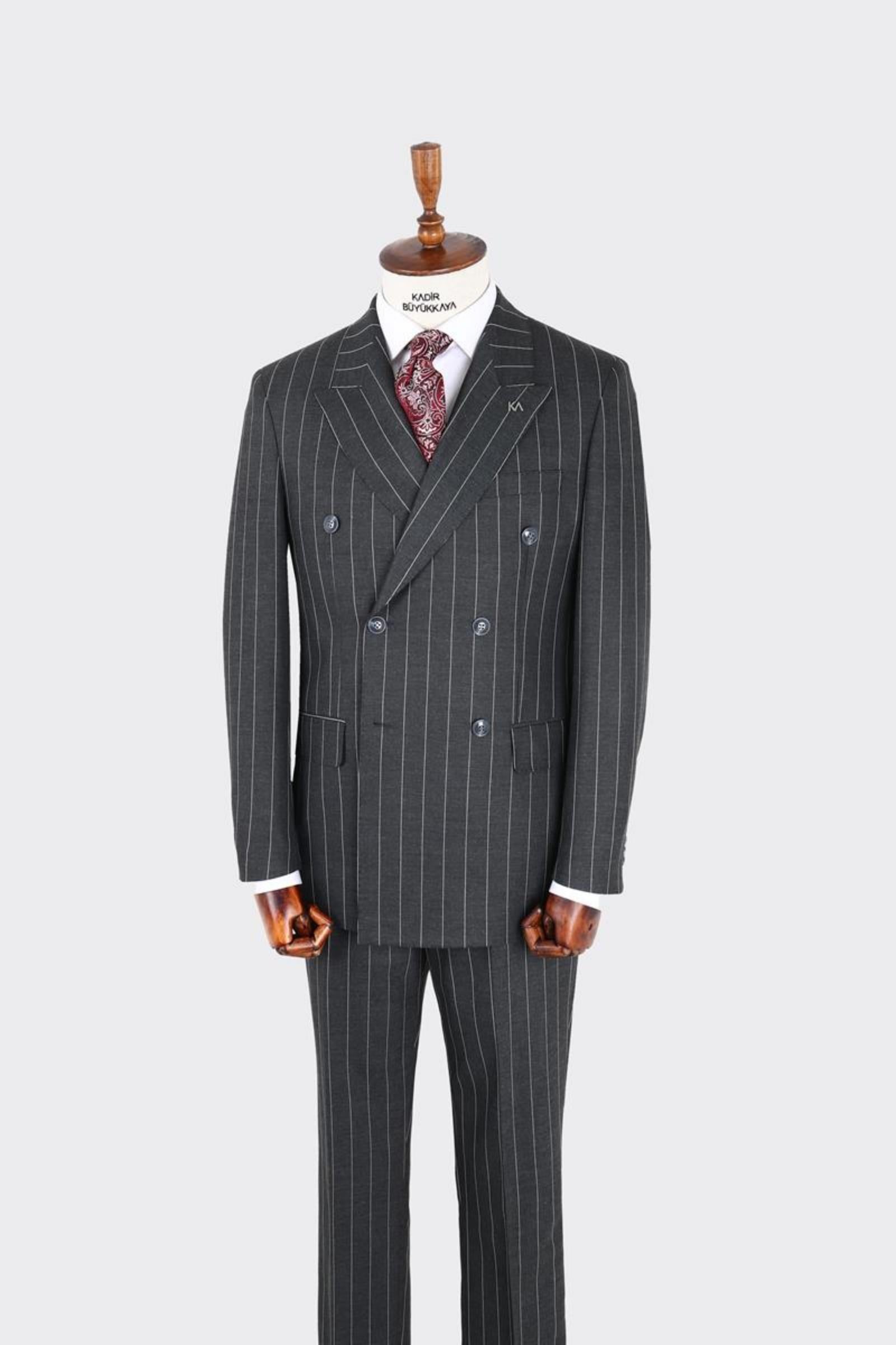 Erkek Kırlangıç Yaka Kruvaze  Takım Elbise-KAX1276W