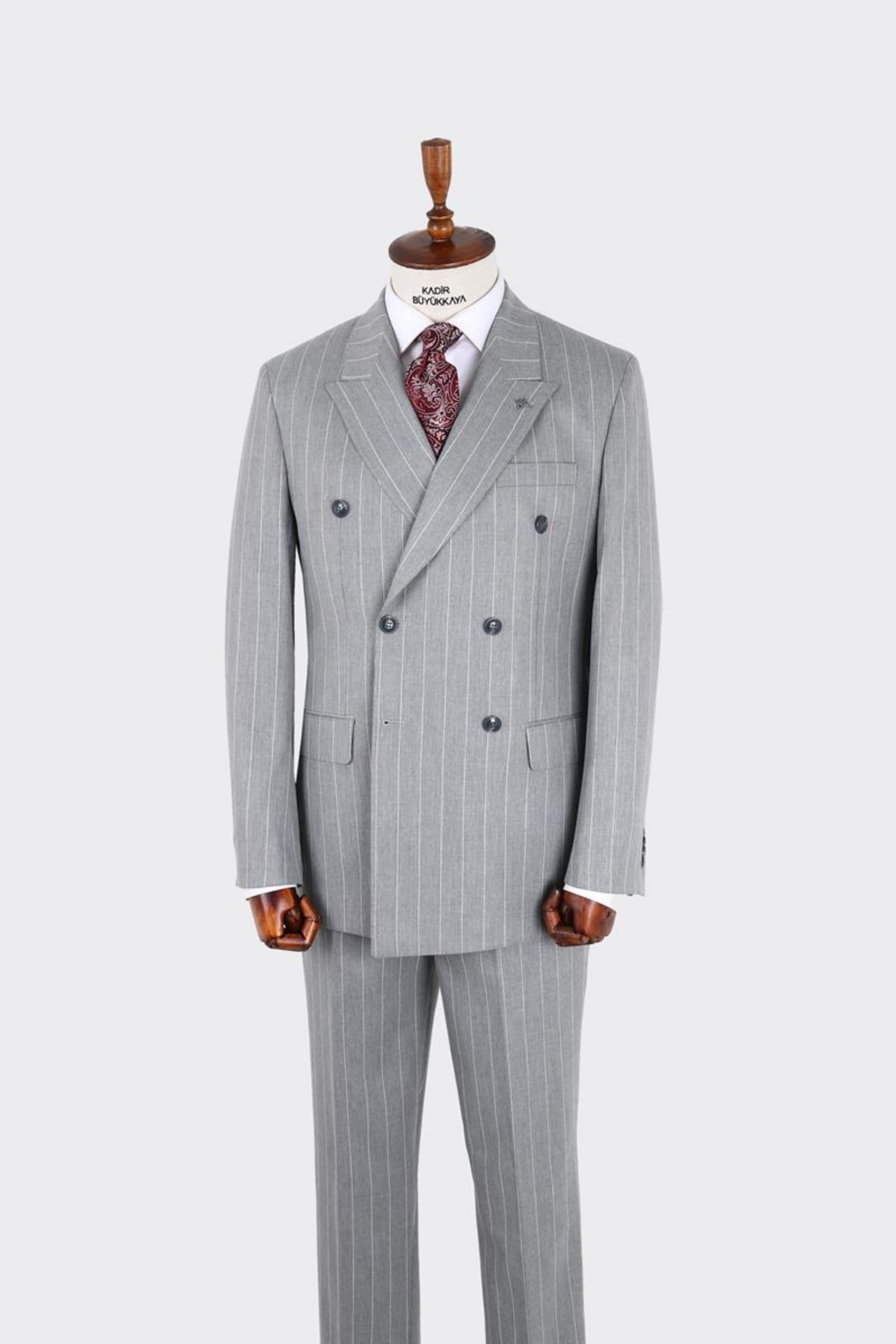 Erkek Kırlangıç Yaka Kruvaze  Takım Elbise-KAX1276W