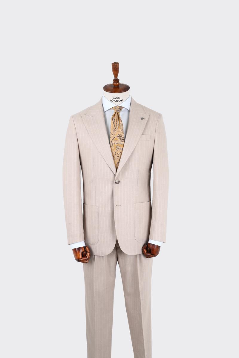 Kırlangıç Yaka Pileli Erkek Takım Elbise-KAX1305S