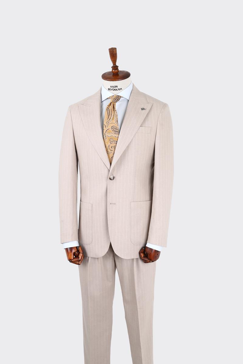 Kırlangıç Yaka Pileli Erkek Takım Elbise-KAX1305S