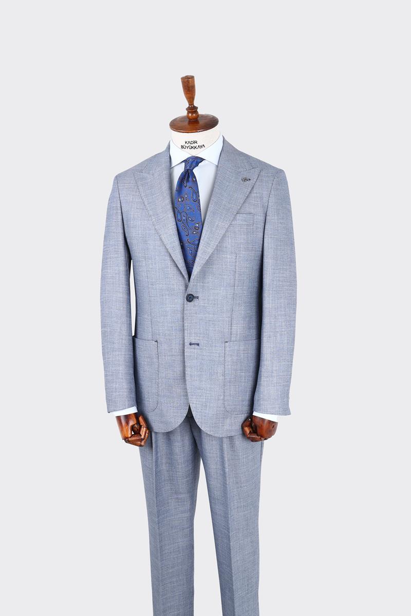 Kırlangıç Yaka Pileli Erkek Takım Elbise-KAX1302S