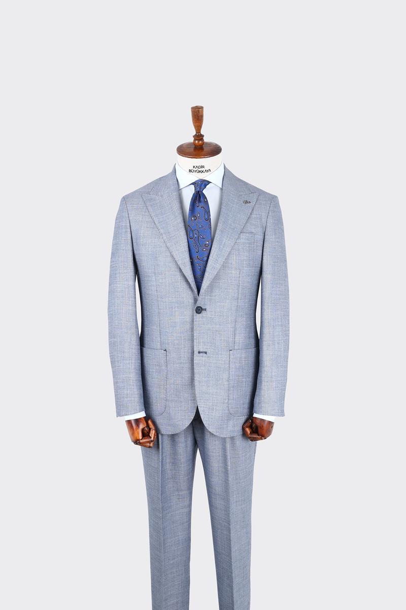 Kırlangıç Yaka Pileli Erkek Takım Elbise-KAX1302S