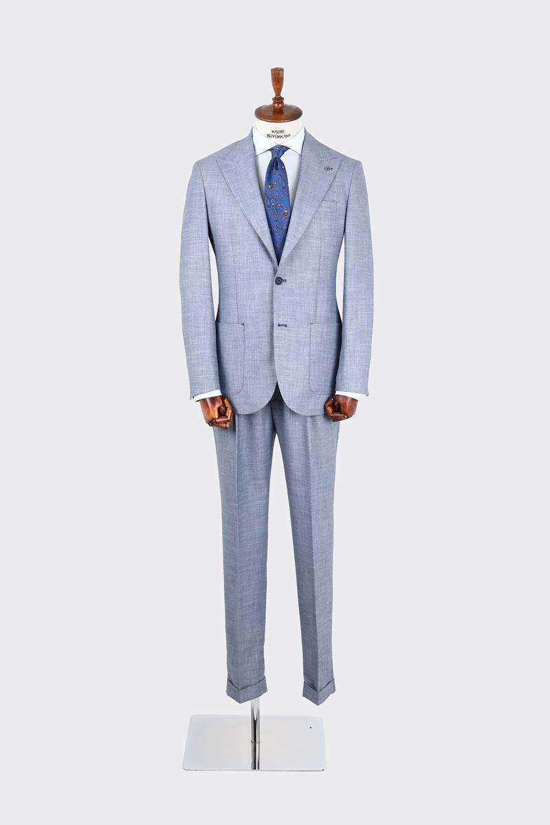 Kırlangıç Yaka Pileli Erkek Takım Elbise-KAX1302S