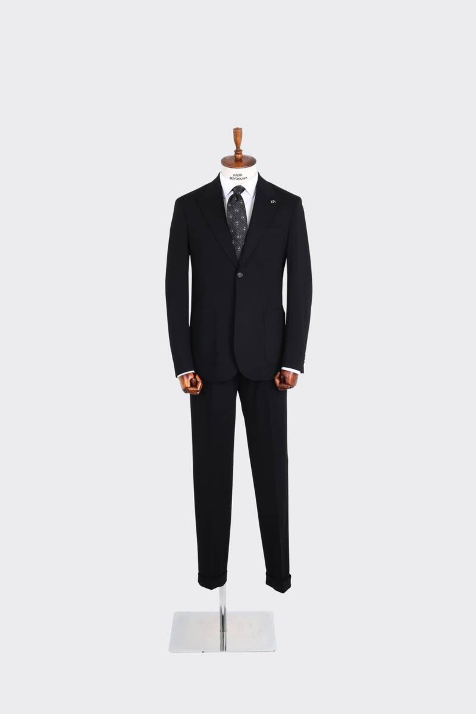 Kırlangıç Yaka Pileli Erkek Takım Elbise-KAX1300S