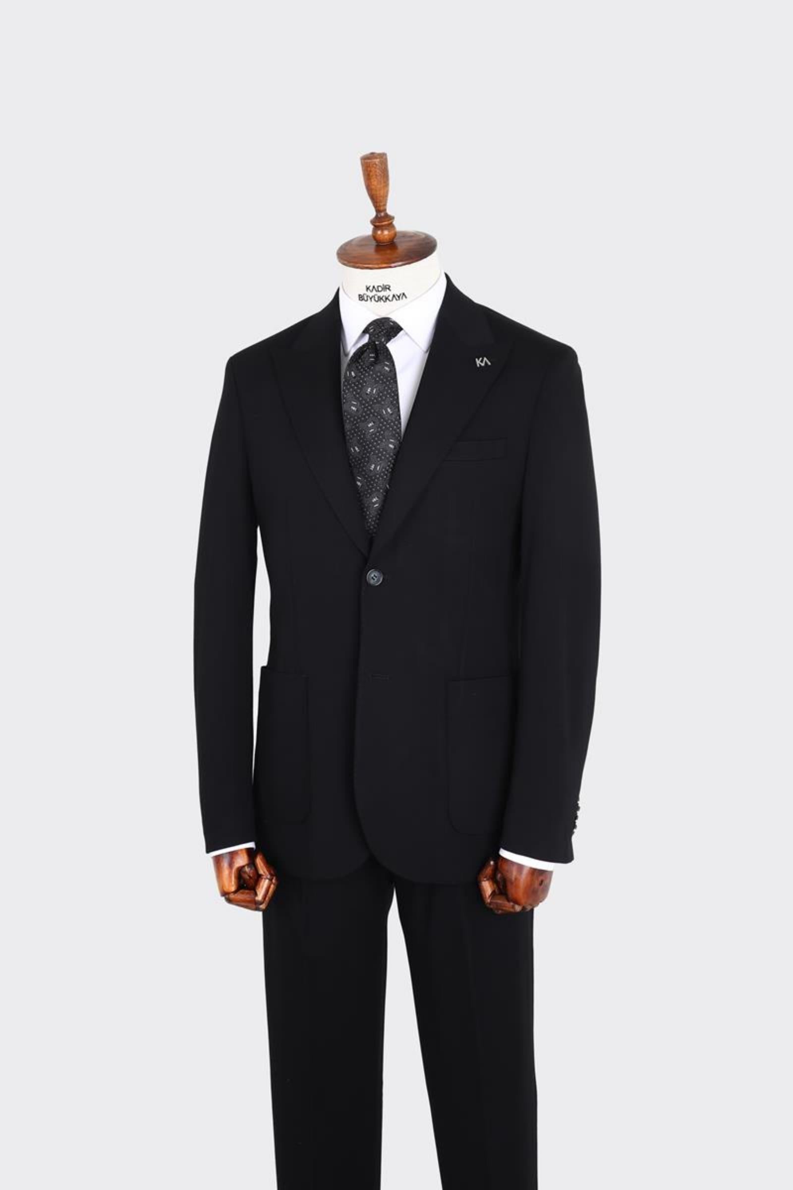 Kırlangıç Yaka Pileli Erkek Takım Elbise-KAX1300S